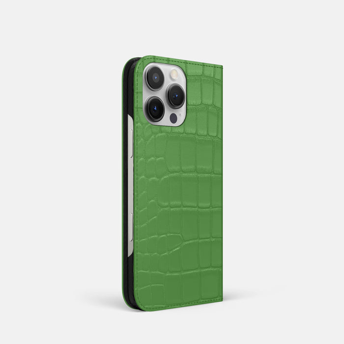 Apple-Green iPhone 16 Pro Folio Slim Case Alligator -1 | Apple-Green