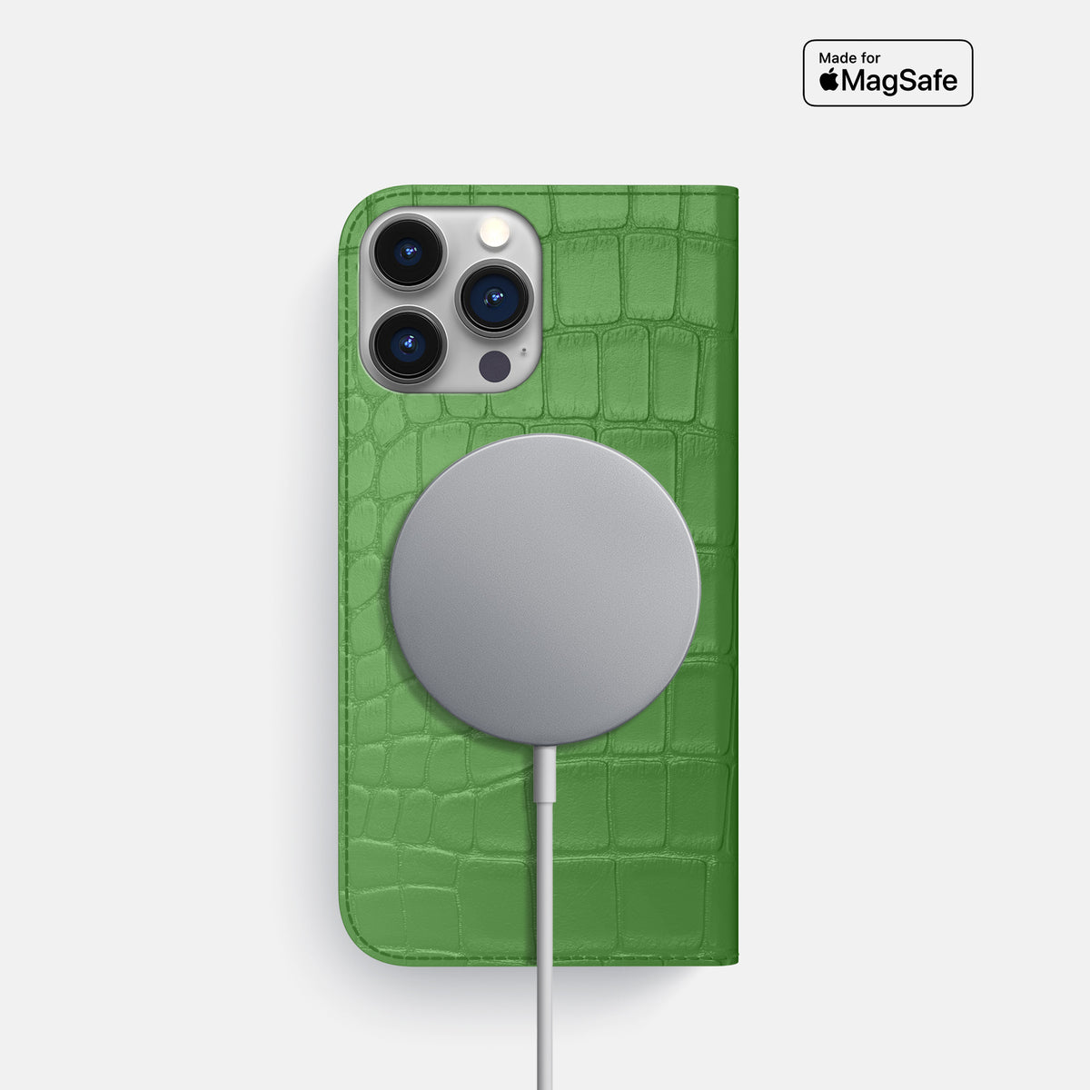 Apple-Green iPhone 16 Pro Folio Slim Case Alligator -3 | Apple-Green