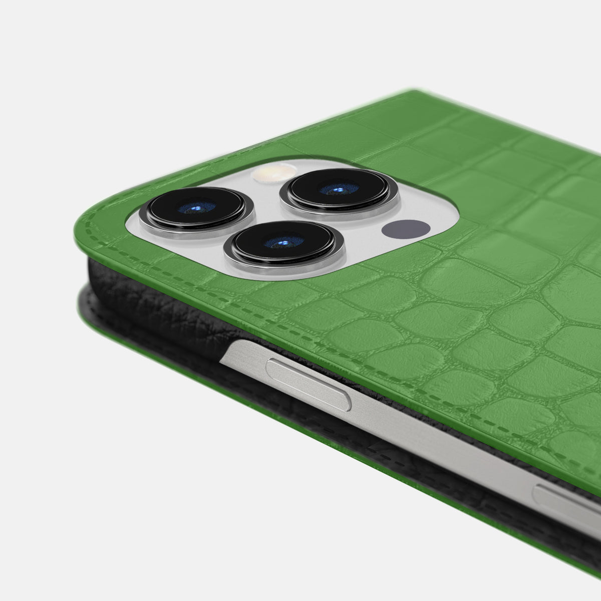 Apple-Green iPhone 16 Pro Folio Slim Case Alligator -5 | Apple-Green