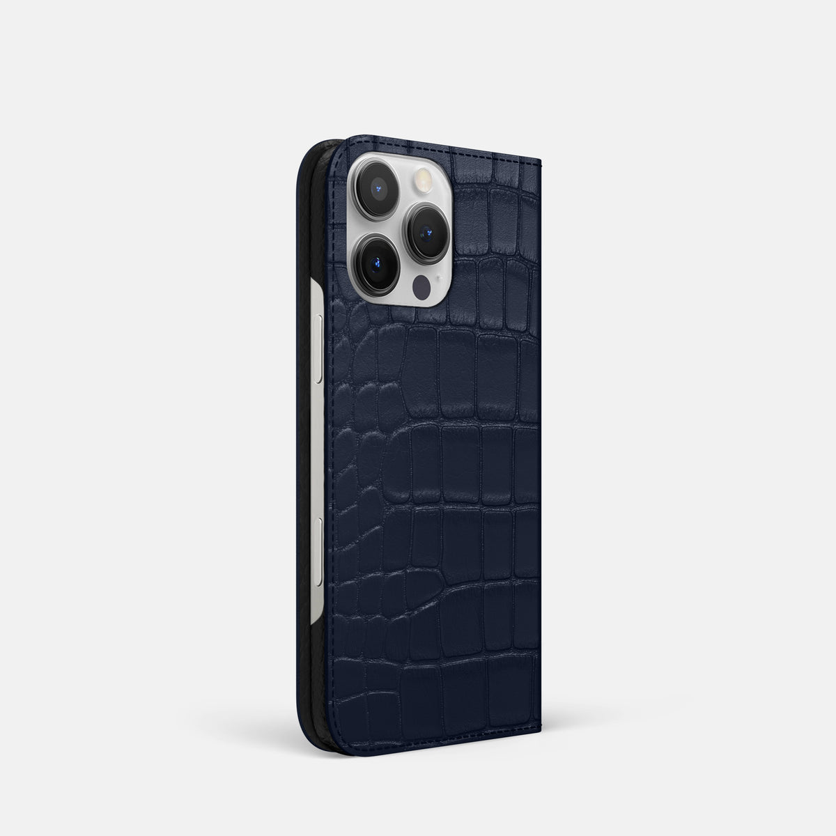 Navy Blue iPhone 16 Pro Folio Slim Case Alligator -1 | Navy-Blue