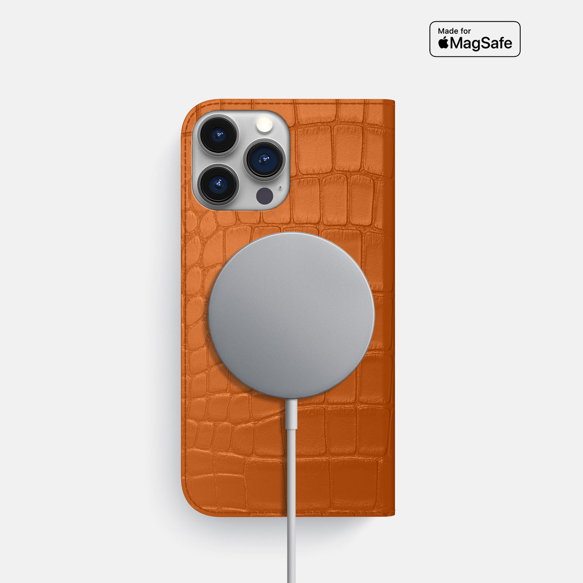Orange iPhone 16 Pro Folio Slim Case Alligator -3 | Orange