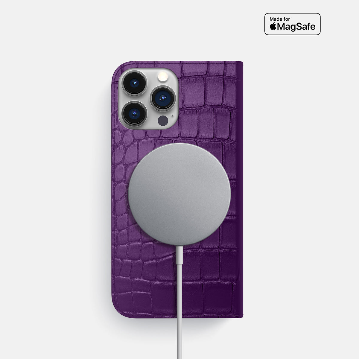 Purple iPhone 16 Pro Folio Slim Case Alligator -3 | Purple