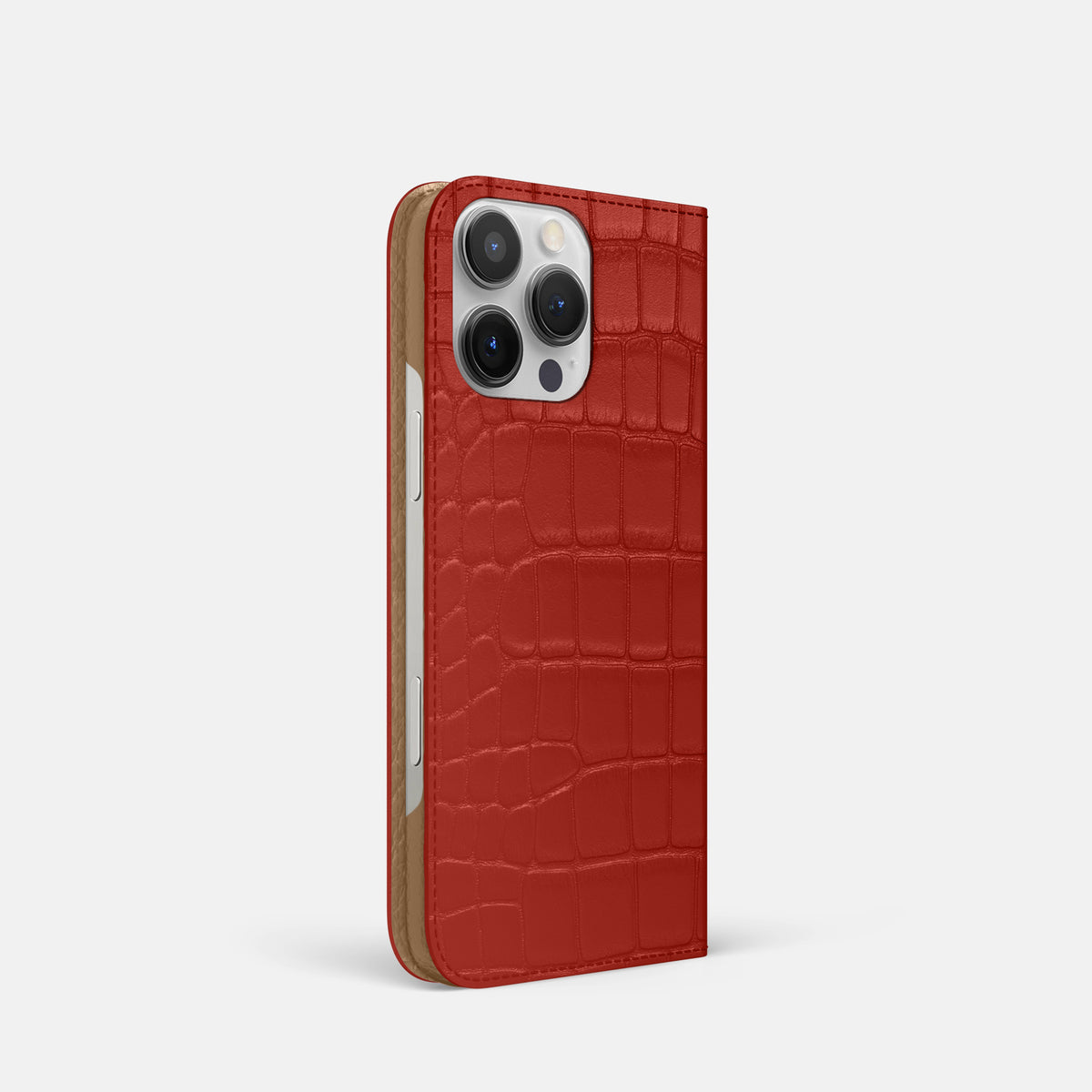 Red iPhone 16 Pro Folio Slim Case Alligator -1 | Red