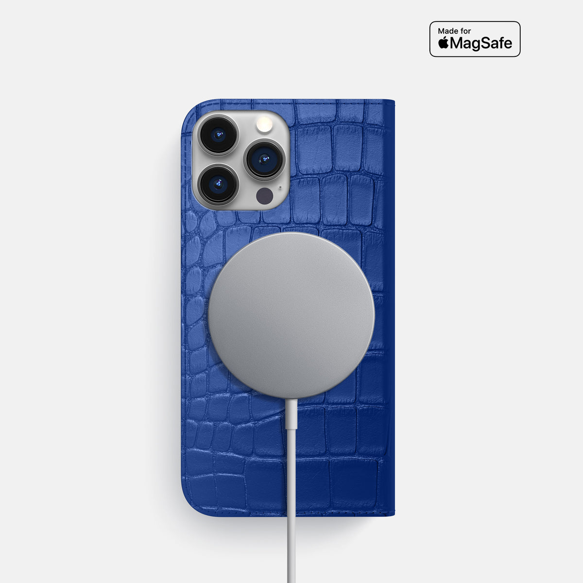 Royal Blue iPhone 16 Pro Folio Slim Case Alligator -3 | Royal-Blue