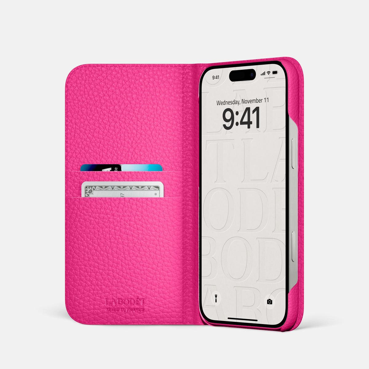 Magenta iPhone 16 Pro Folio Case Calf -2 | Magenta