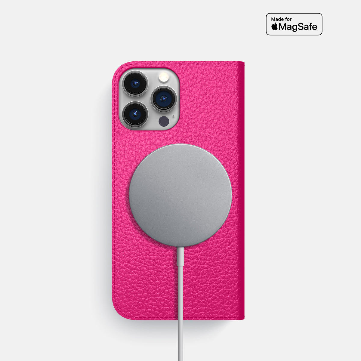 Magenta iPhone 16 Pro Folio Case Calf -3 | Magenta