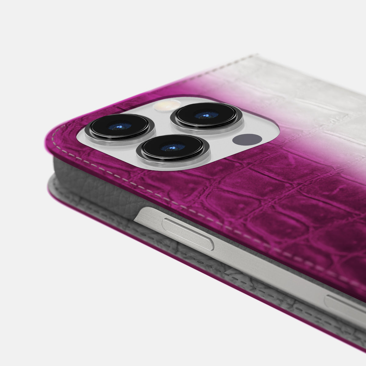 Fuchsia iPhone 16 Pro Folio Case Himalayan Crocodile -5 | Fuchsia