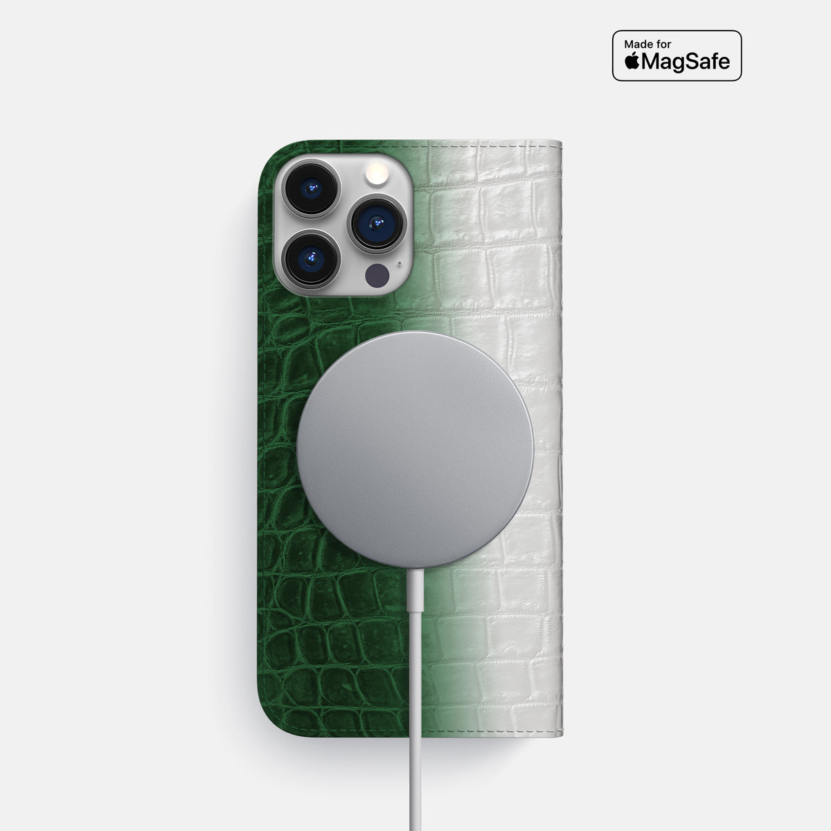 Green iPhone 16 Pro Folio Case Himalayan Crocodile -3 | Green