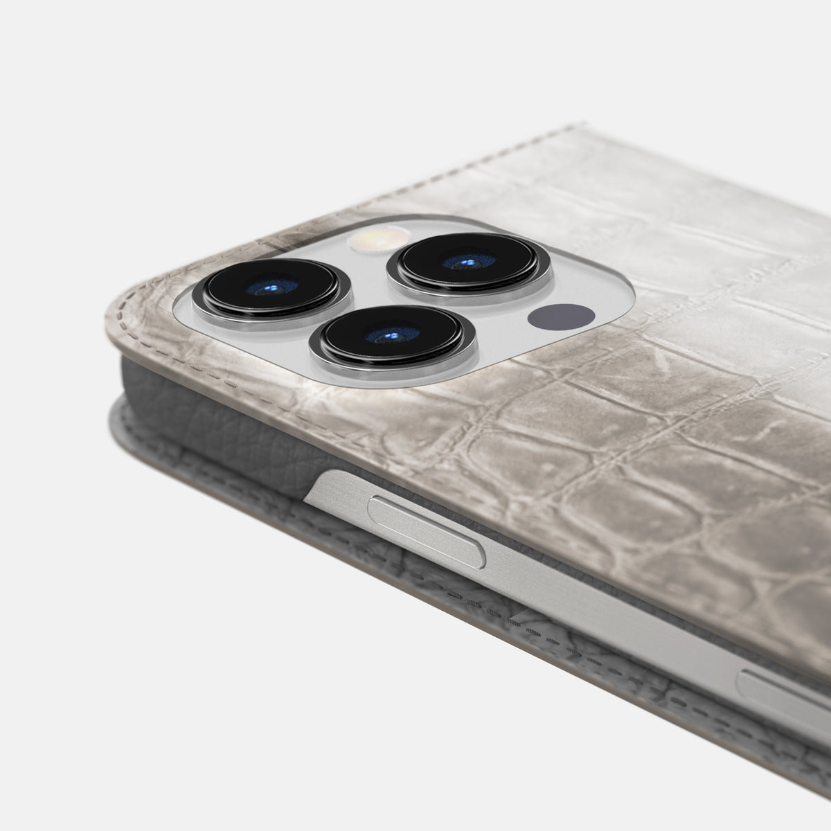 Grey iPhone 16 Pro Folio Case Himalayan Crocodile -5 | Grey