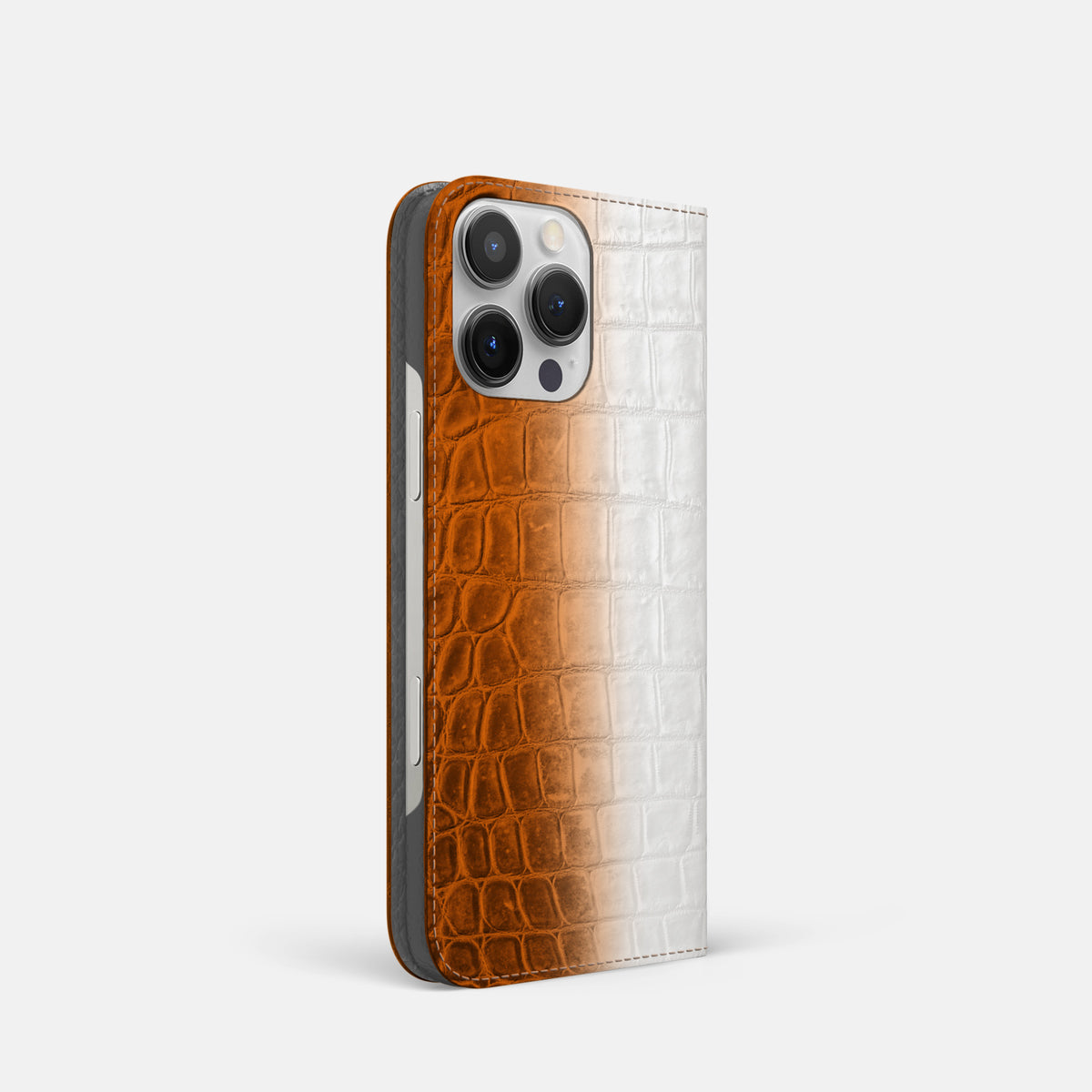 Orange iPhone 16 Pro Folio Case Himalayan Crocodile -1 | Orange