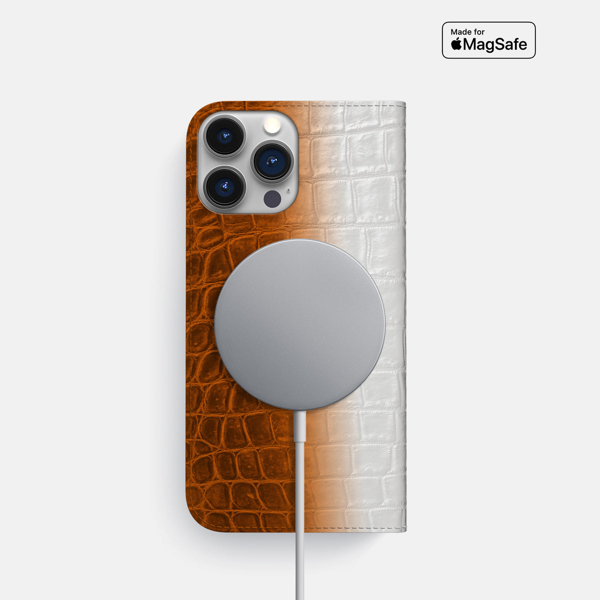 Orange iPhone 16 Pro Folio Case Himalayan Crocodile -3 | Orange