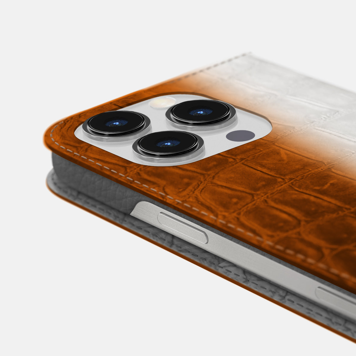 Orange iPhone 16 Pro Folio Case Himalayan Crocodile -5 | Orange