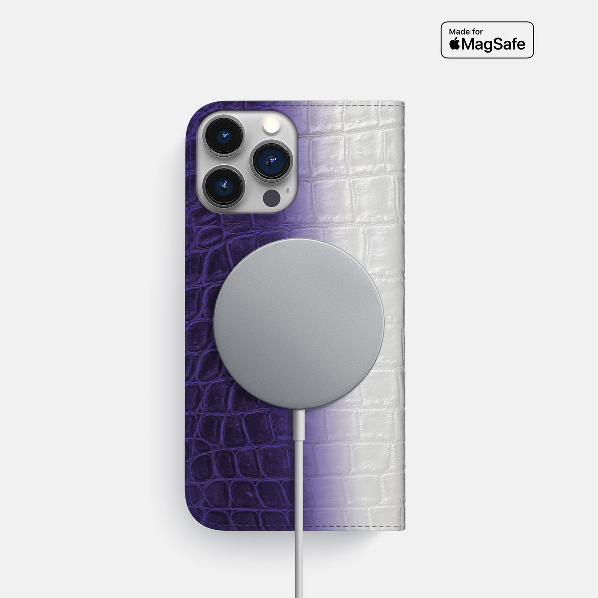 Purple iPhone 16 Pro Folio Case Himalayan Crocodile -3 | Purple