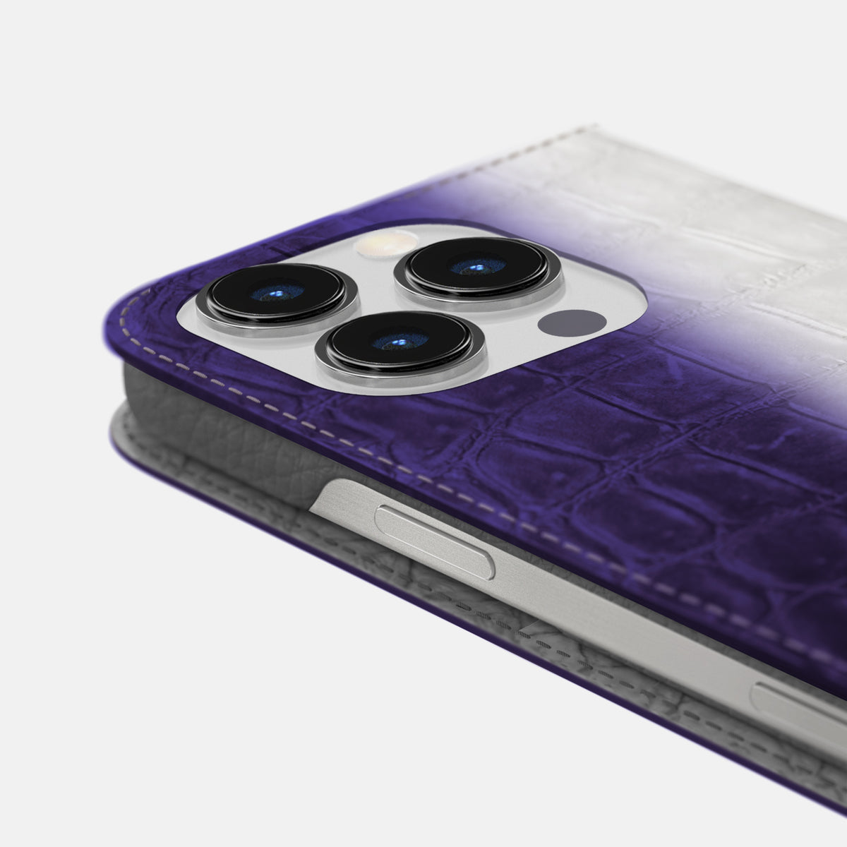 Purple iPhone 16 Pro Folio Case Himalayan Crocodile -5 | Purple