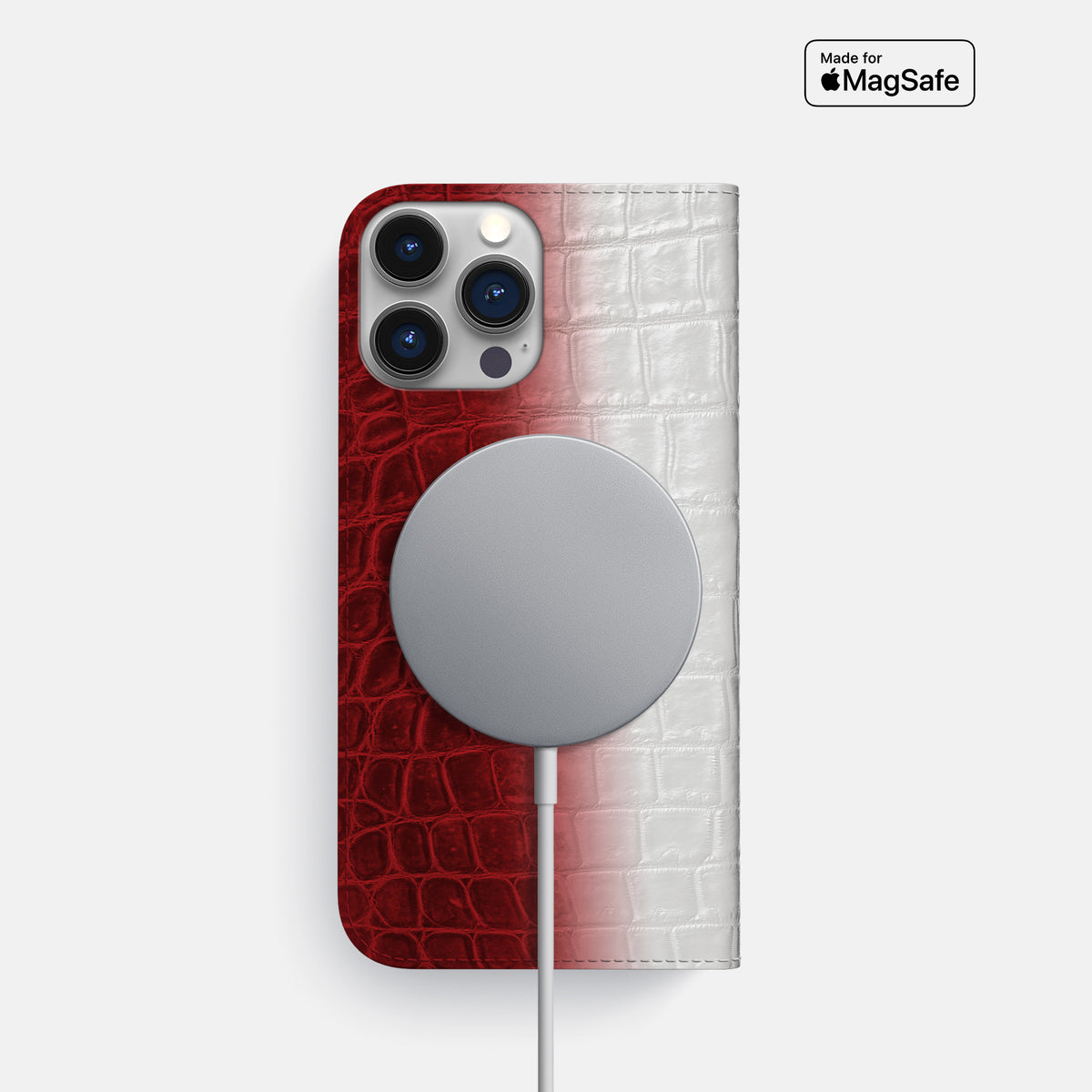 Red iPhone 16 Pro Folio Case Himalayan Crocodile -3 | Red