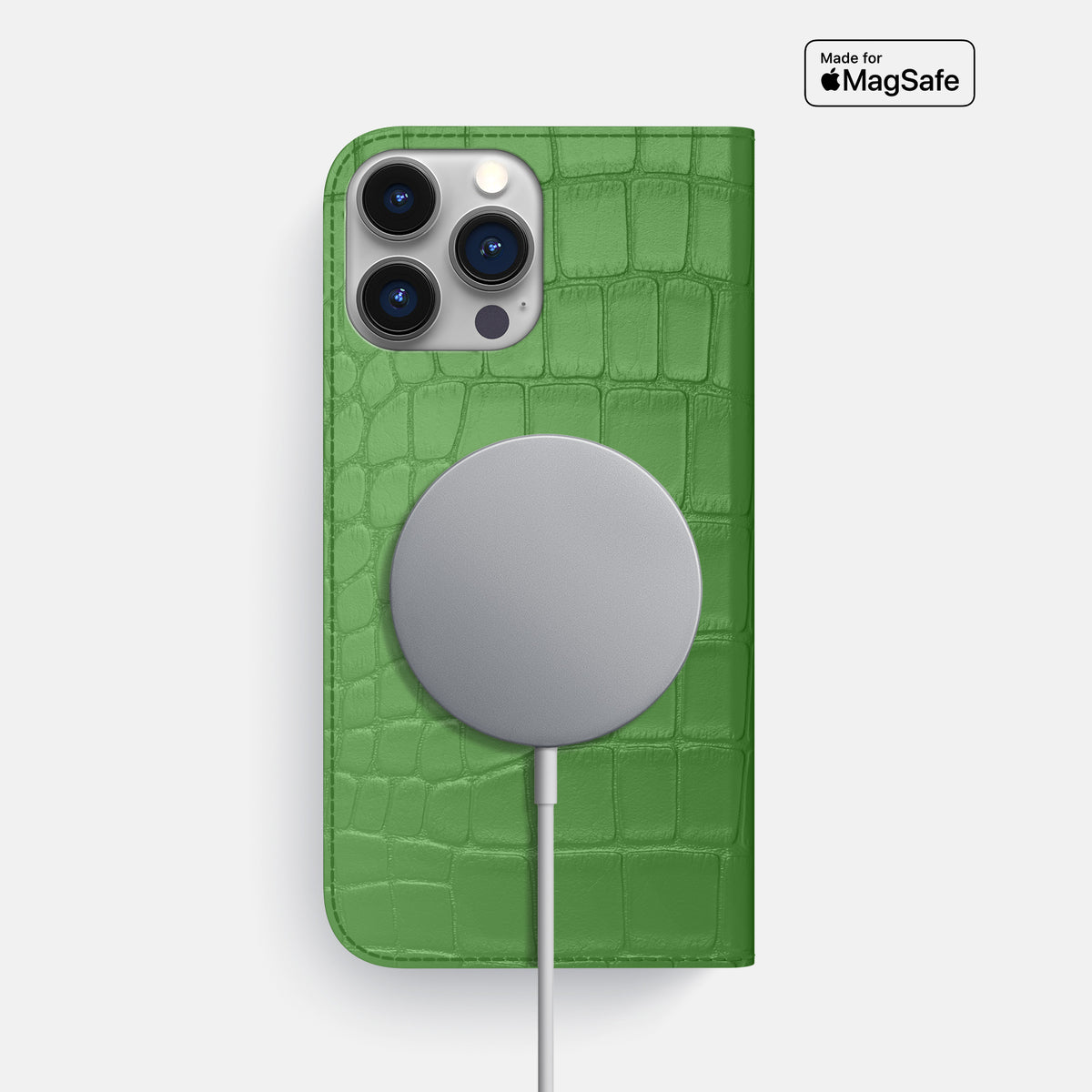 Apple-Green iPhone 16 Pro Max Folio Slim Case Alligator -3 | Apple-Green