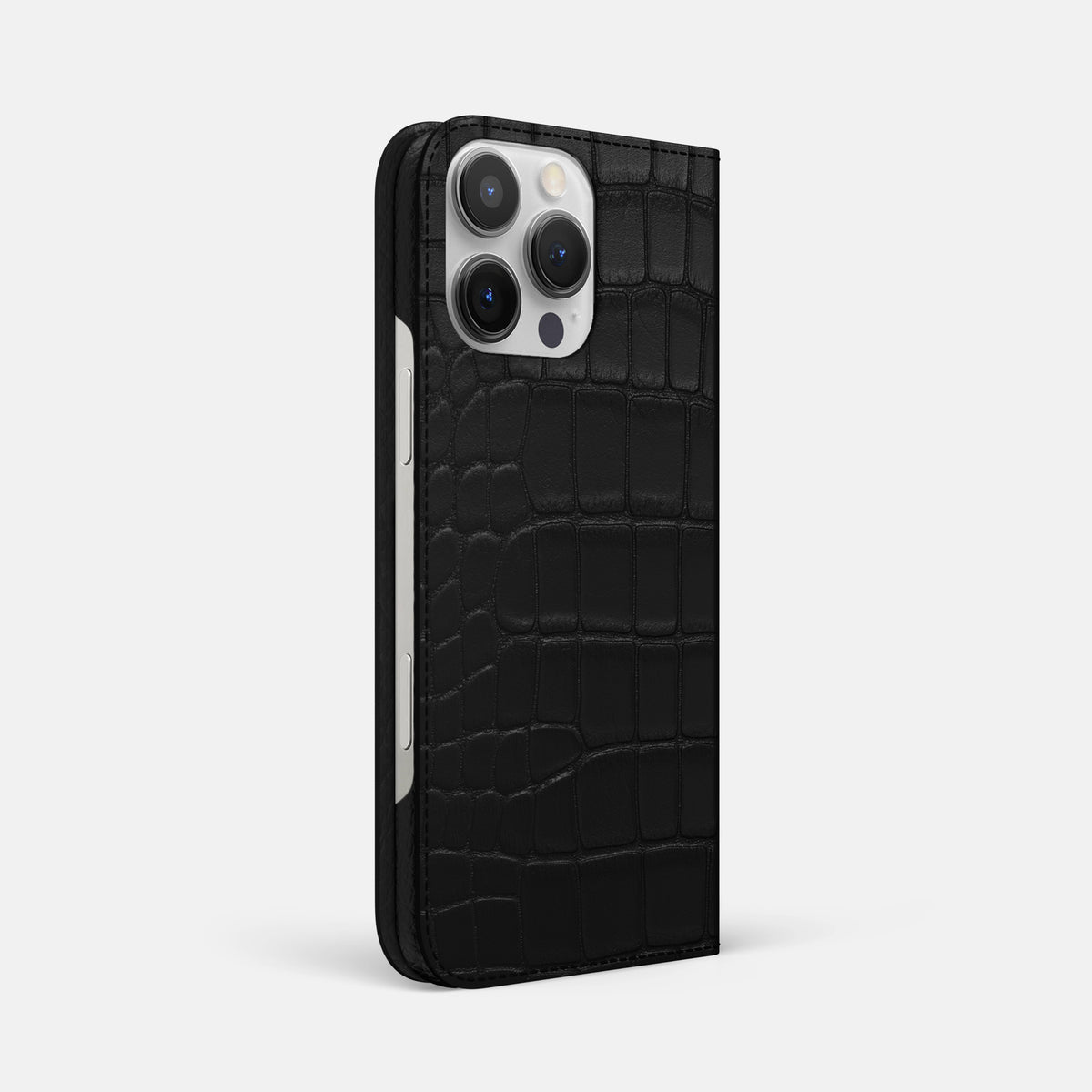 Black iPhone 16 Pro Max Folio Slim Case Alligator -1 | Black