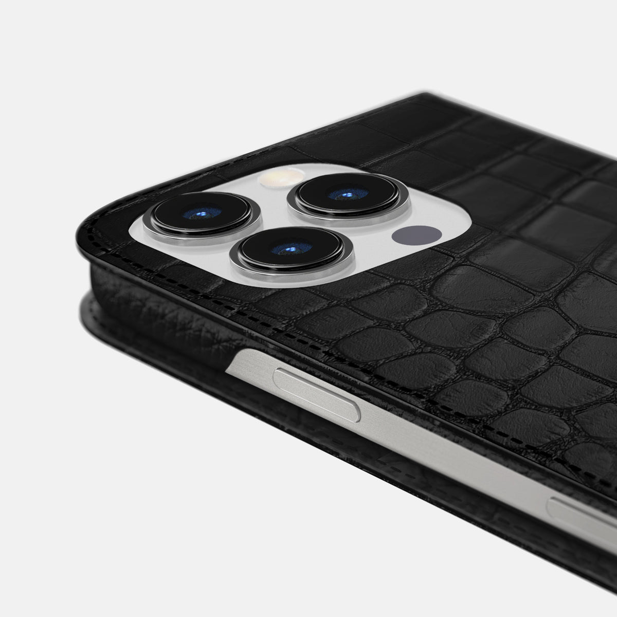 Black iPhone 16 Pro Max Folio Slim Case Alligator -5 | Black