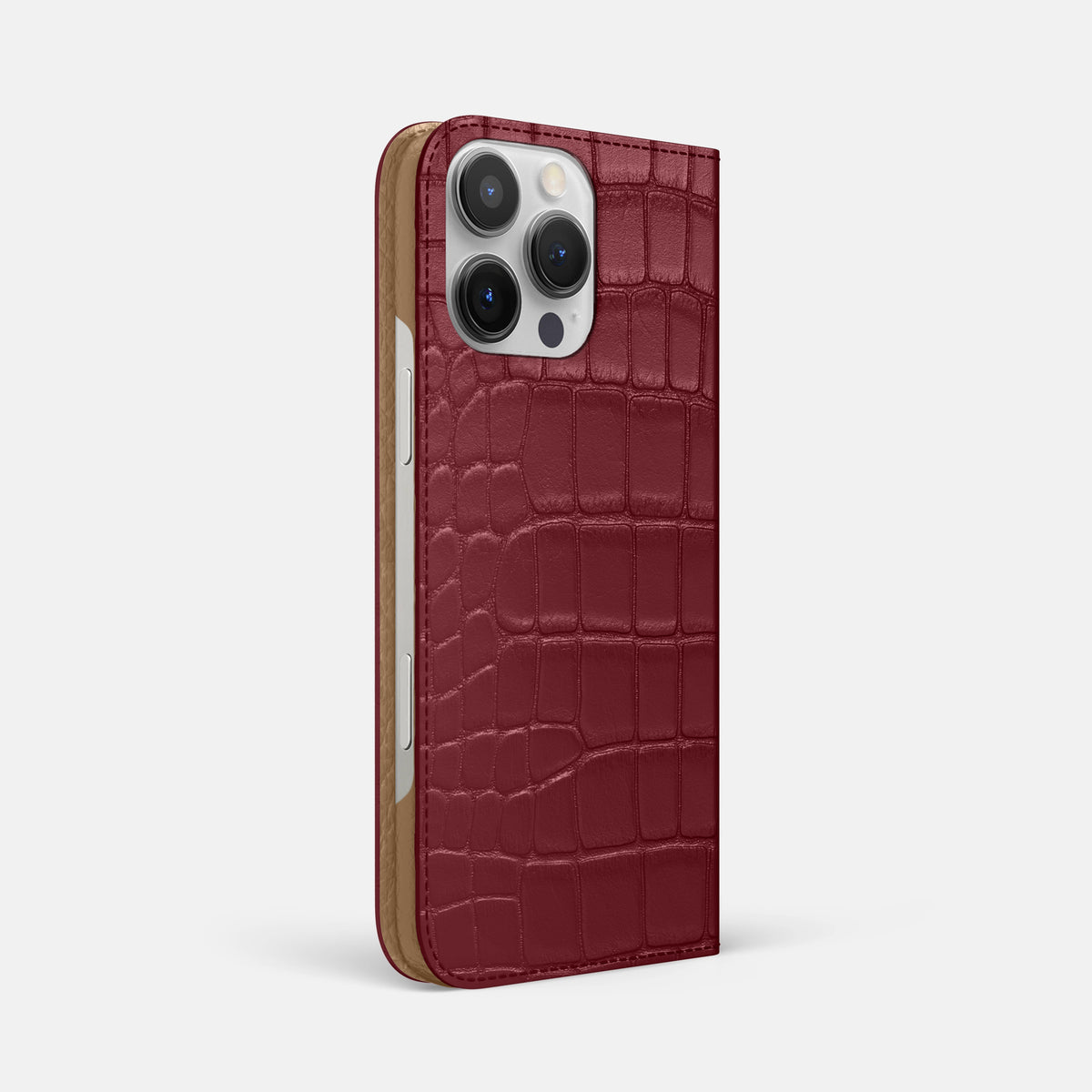 Burgundy iPhone 16 Pro Max Folio Slim Case Alligator -1 | Burgundy