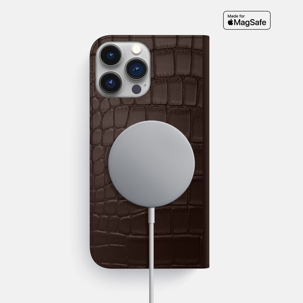 Dark Brown iPhone 16 Pro Max Folio Slim Case Alligator -3 | Dark-Brown
