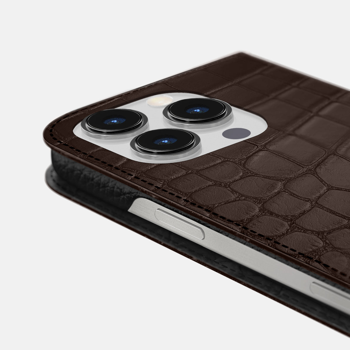 Dark Brown iPhone 16 Pro Max Folio Slim Case Alligator -5 | Dark-Brown