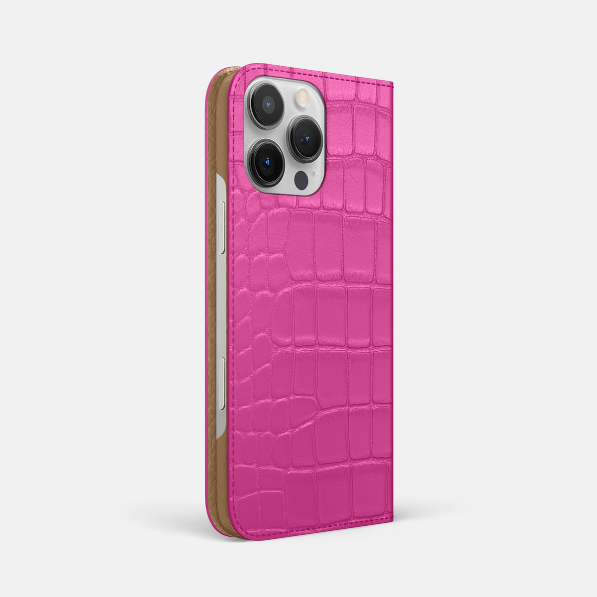Fuchsia iPhone 16 Pro Max Folio Slim Case Alligator -1 | Fuchsia