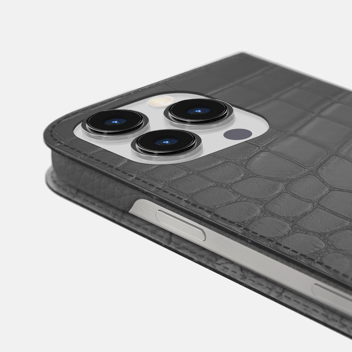 Grey iPhone 16 Pro Max Folio Slim Case Alligator -5 | Grey