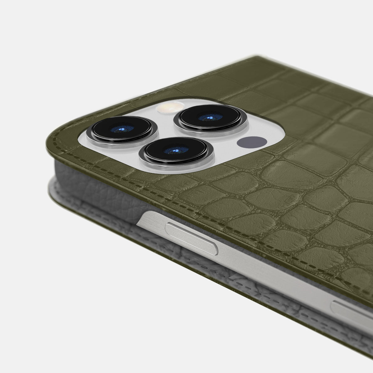 Kaki-Green iPhone 16 Pro Max Folio Slim Case Alligator -5 | Kaki-Green
