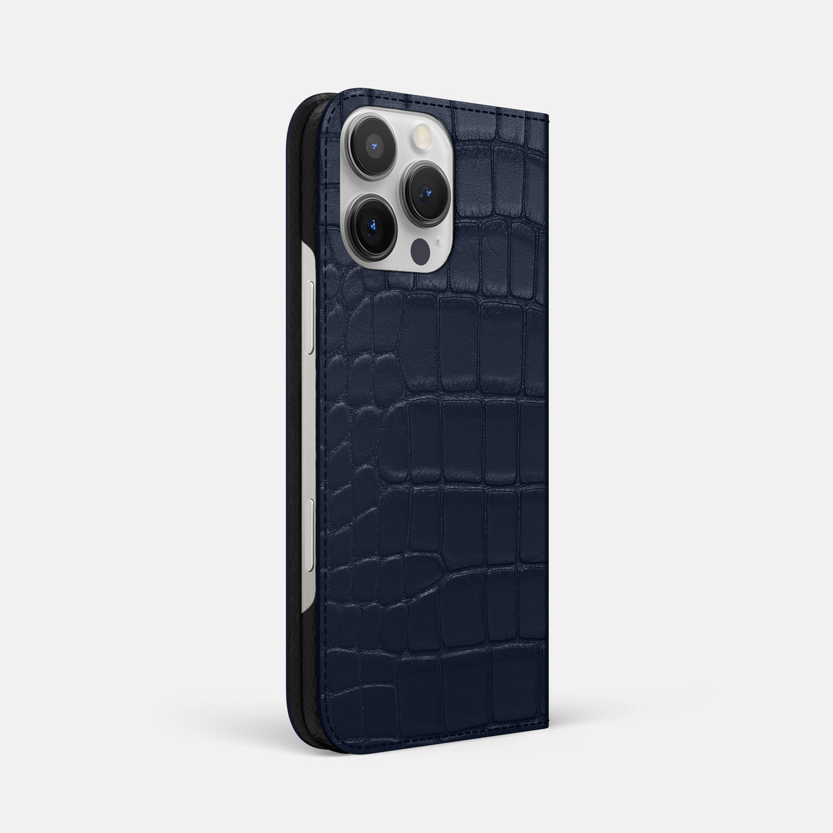 Navy Blue iPhone 16 Pro Max Folio Slim Case Alligator -1 | Navy-Blue