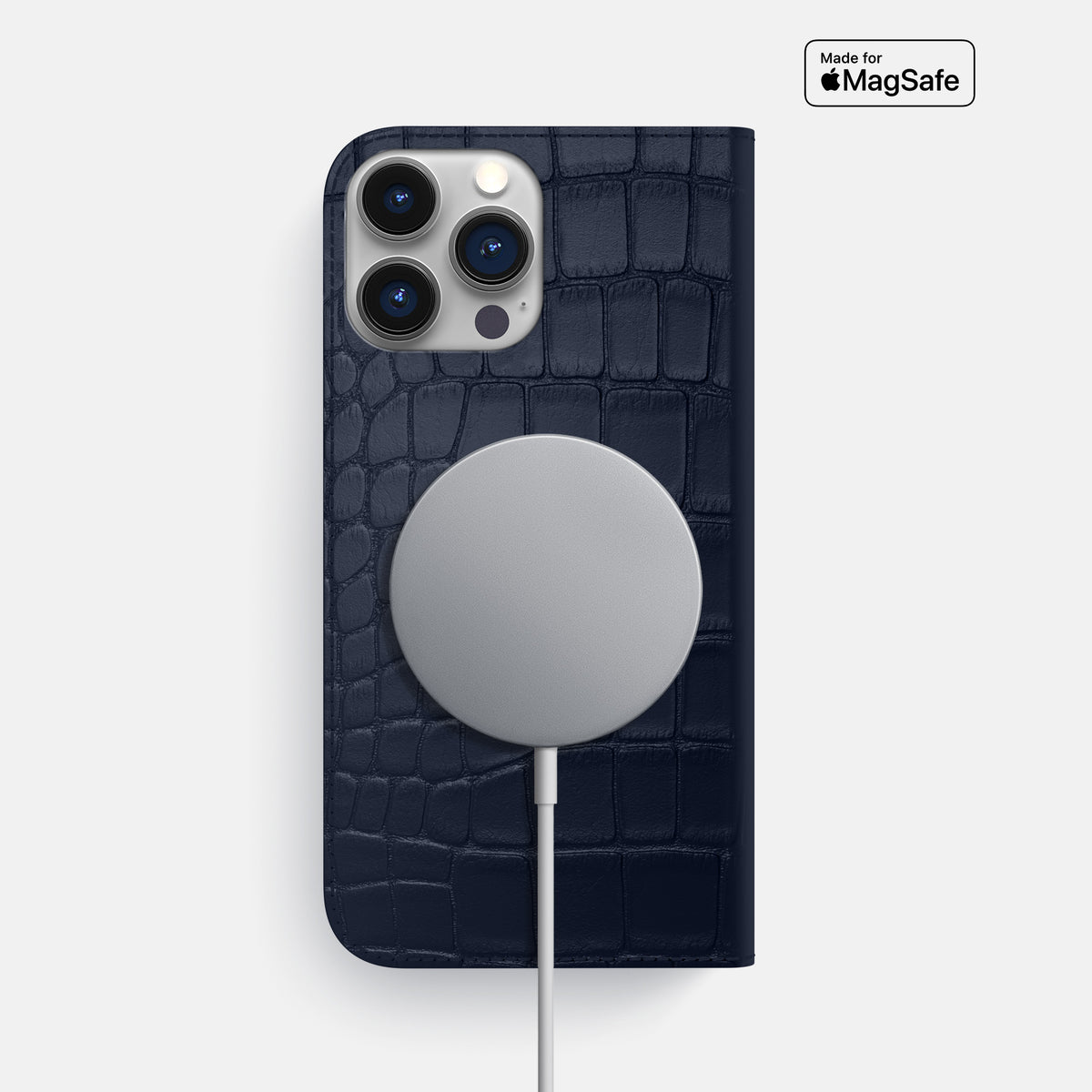 Navy Blue iPhone 16 Pro Max Folio Slim Case Alligator -3 | Navy-Blue