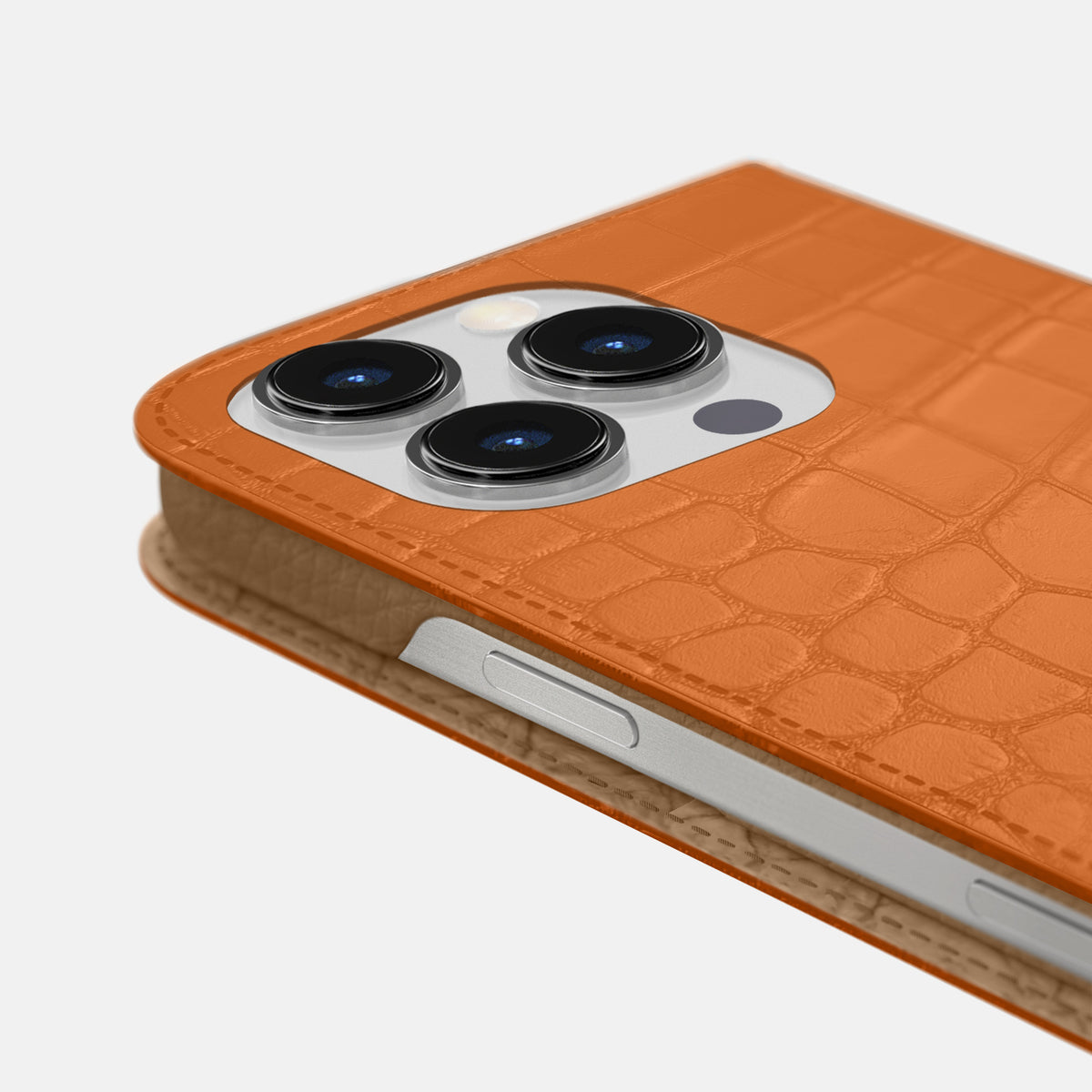 Orange iPhone 16 Pro Max Folio Slim Case Alligator -5 | Orange