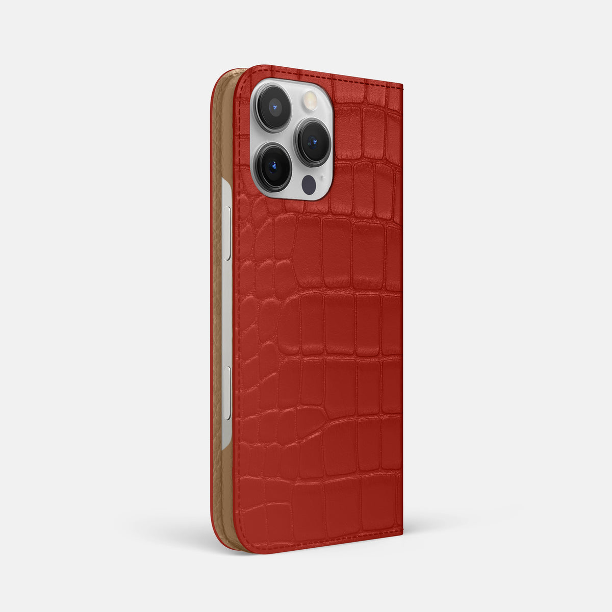 Red iPhone 16 Pro Max Folio Slim Case Alligator -1 | Red