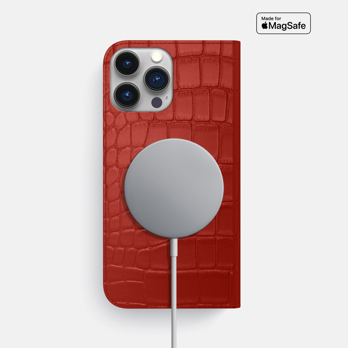 Red iPhone 16 Pro Max Folio Slim Case Alligator -3 | Red
