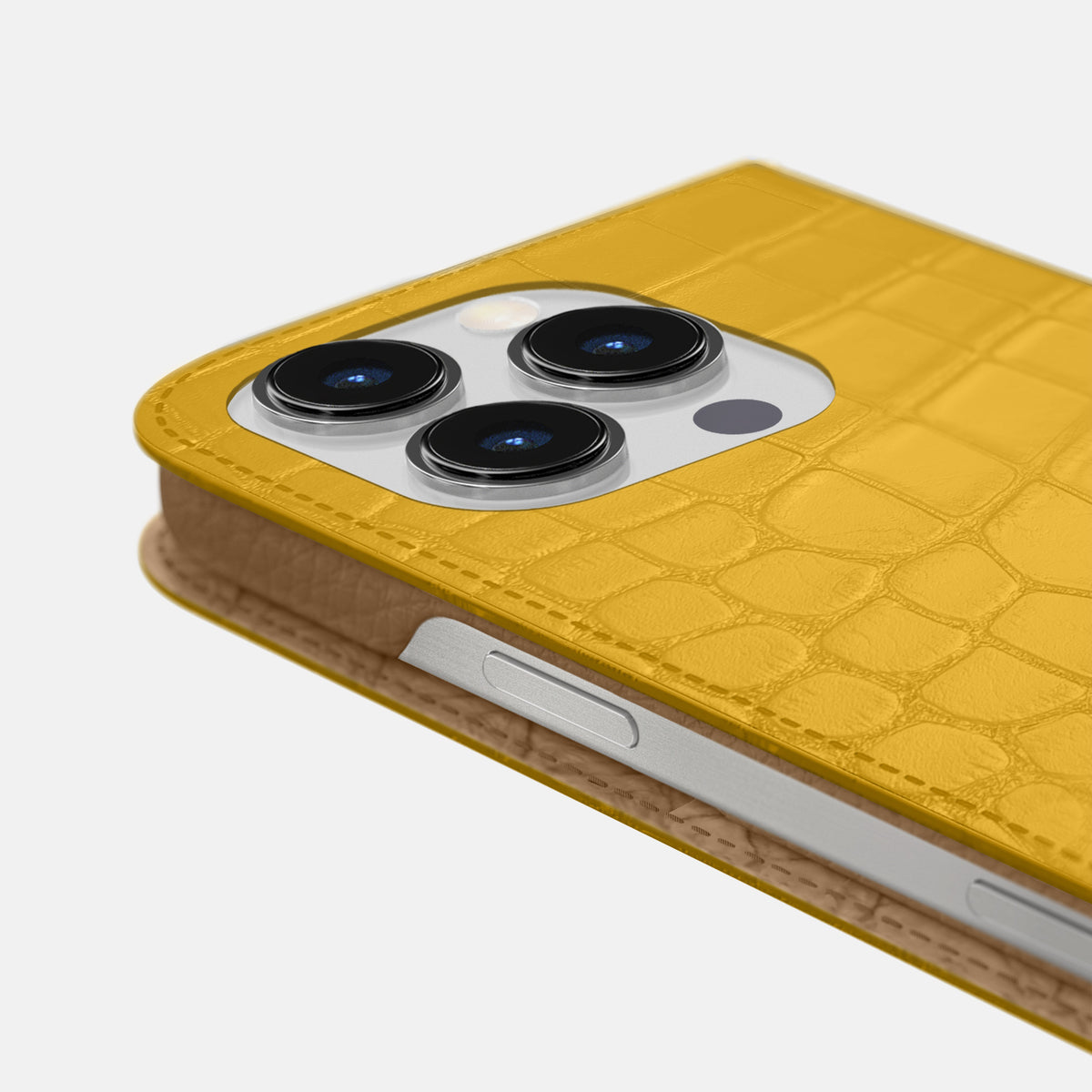 Yellow iPhone 16 Pro Max Folio Slim Case Alligator -5 | Yellow