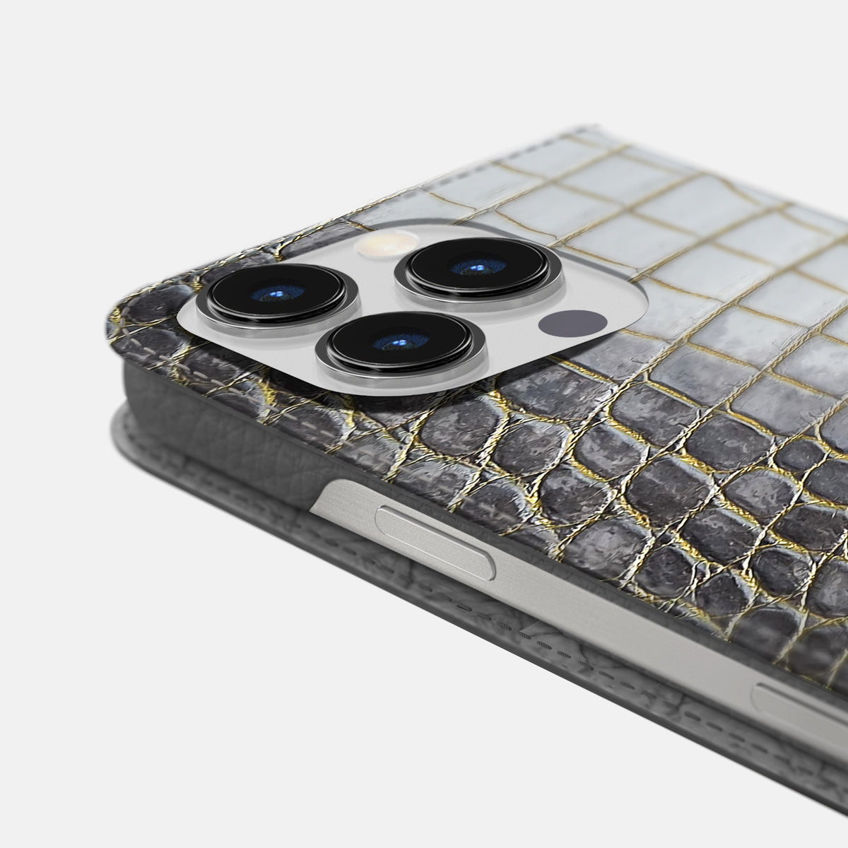 Gold iPhone 16 Pro Max Folio Case Himalayan Crocodile -5 | Gold