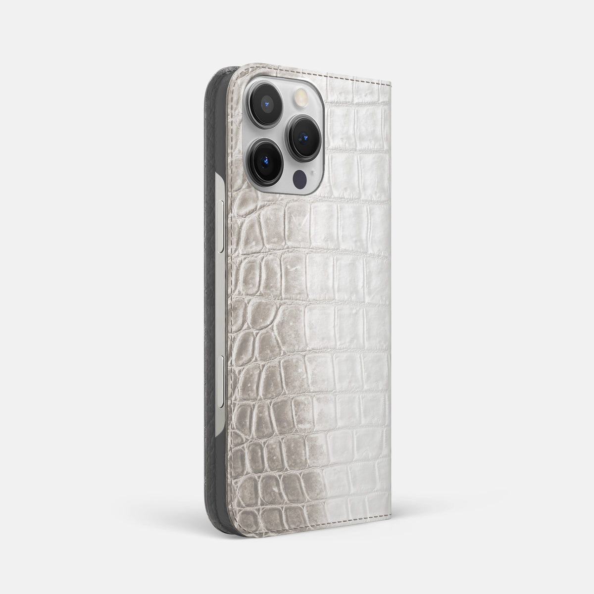 Grey iPhone 16 Pro Max Folio Case Himalayan Crocodile -1 | Grey