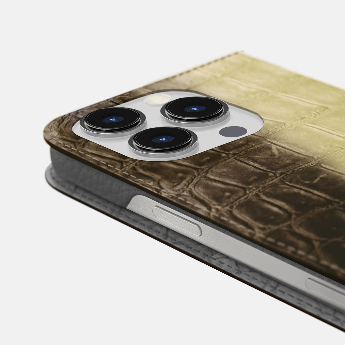 Natural iPhone 16 Pro Max Folio Case Himalayan Crocodile -5 | Natural