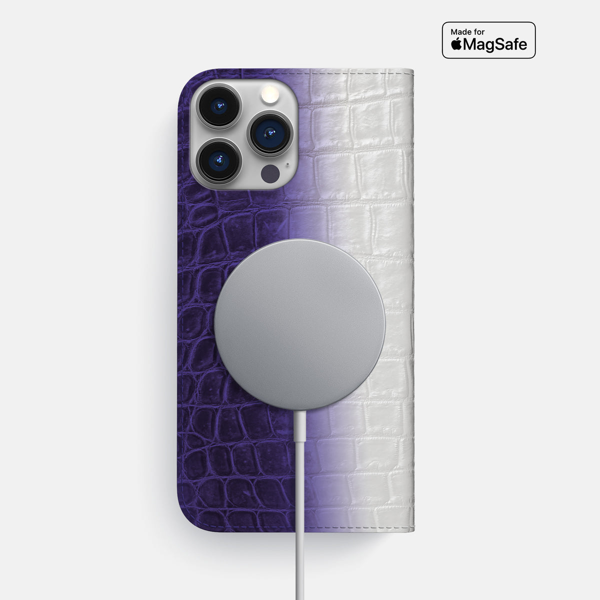 Purple iPhone 16 Pro Max Folio Case Himalayan Crocodile -3 | Purple