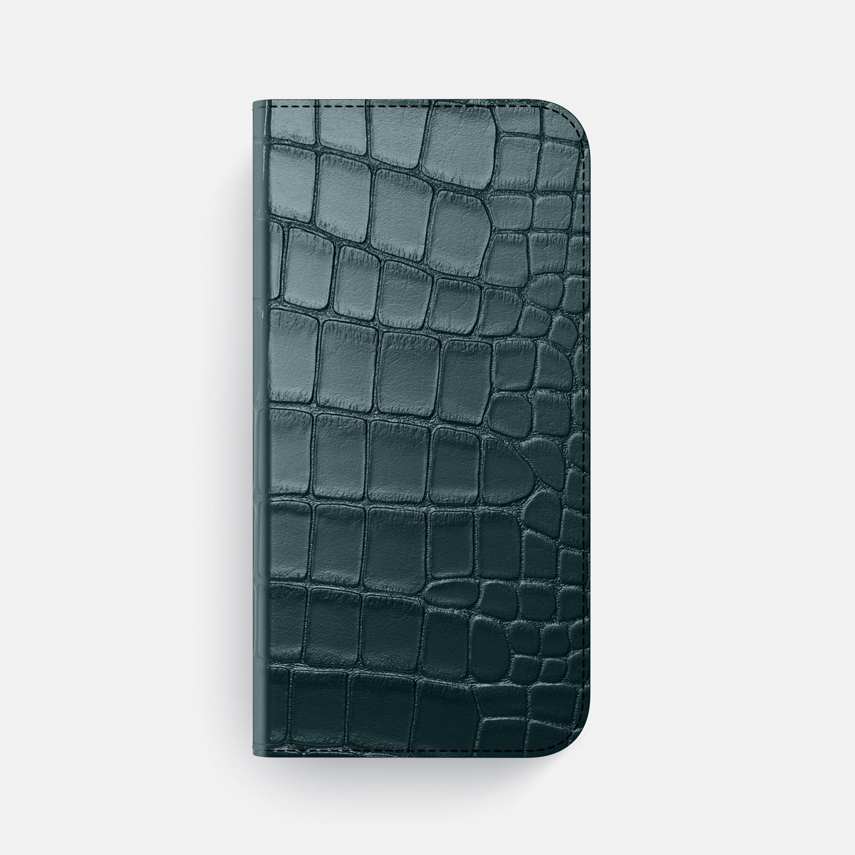 Metallic-Blue iPhone 16 Pro Max Folio Case Alligator -4 | Metallic-Blue