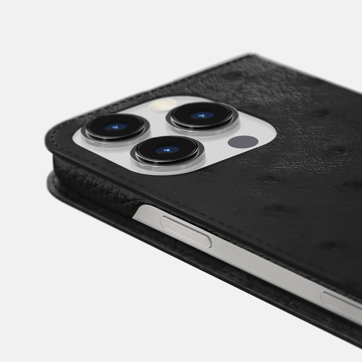 Black iPhone 16 Pro Max Folio Case Ostrich -5 | Black