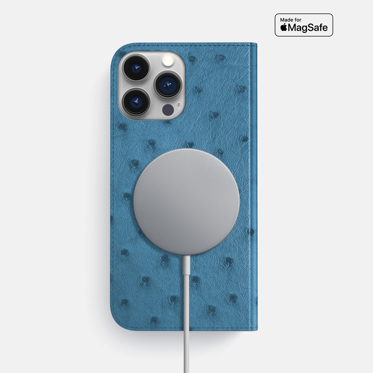 Blue Jeans iPhone 16 Pro Max Folio Case Ostrich -3 | Blue-Jeans