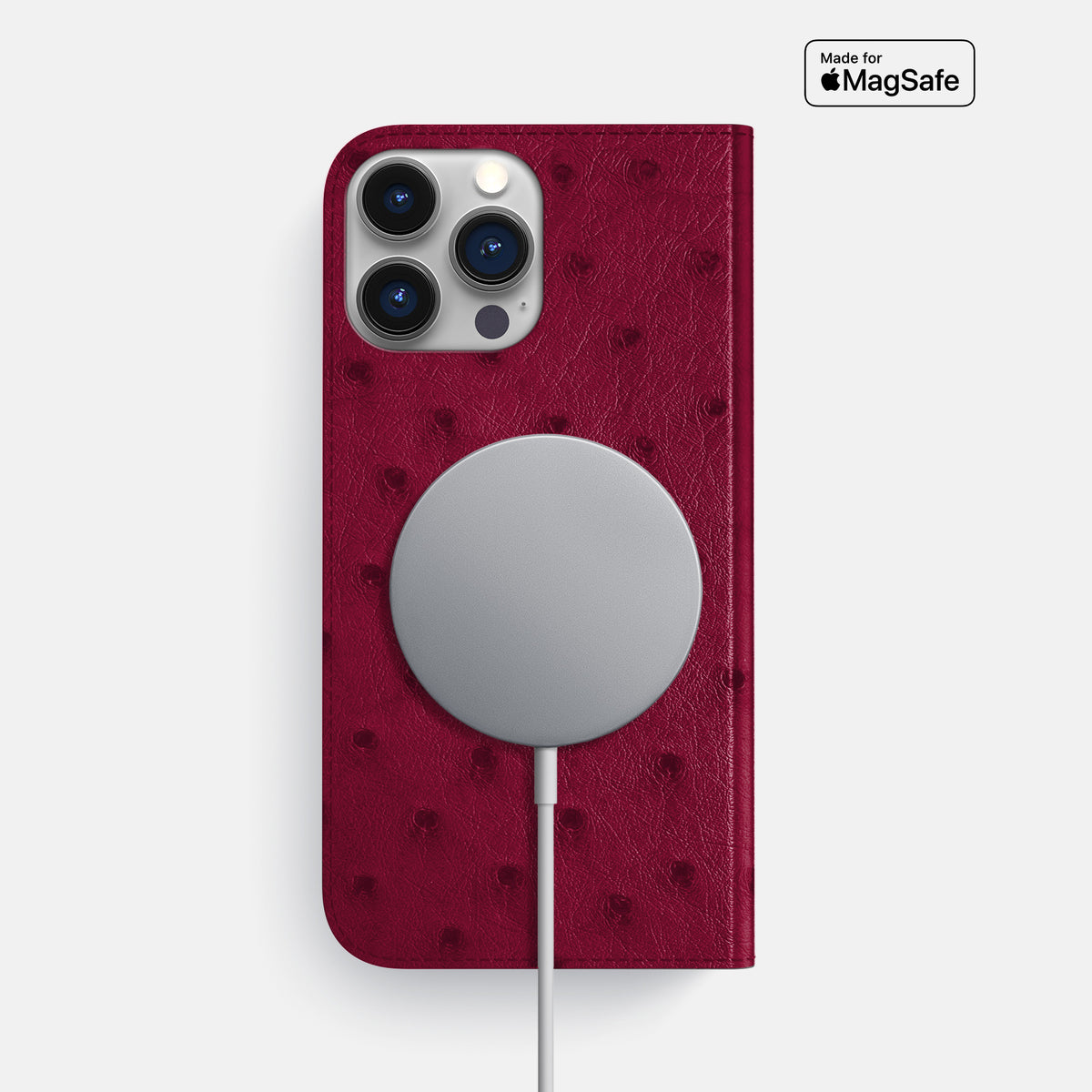 Bordeaux iPhone 16 Pro Max Folio Case Ostrich -3 | Bordeaux