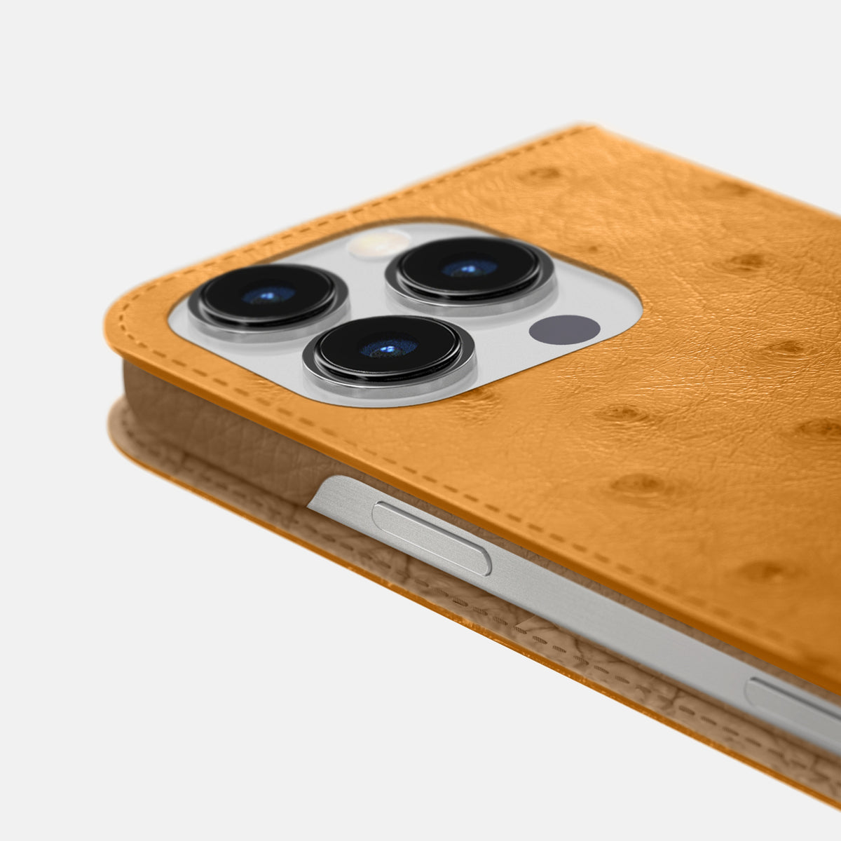 Chestnut iPhone 16 Pro Max Folio Case Ostrich -5 | Chestnut