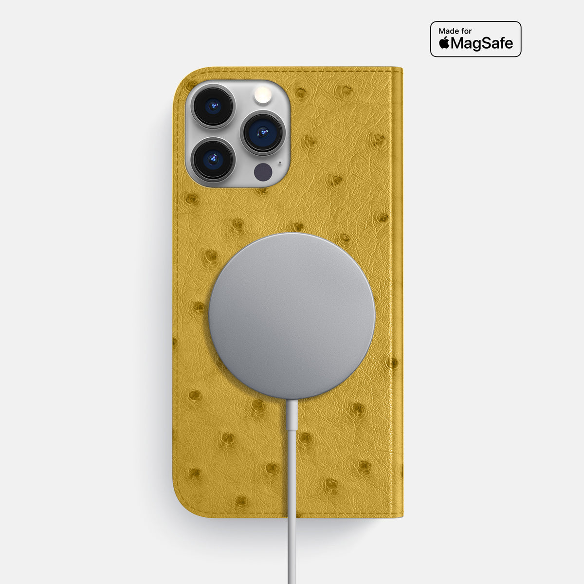 Gold iPhone 16 Pro Max Folio Case Ostrich -3 | Gold