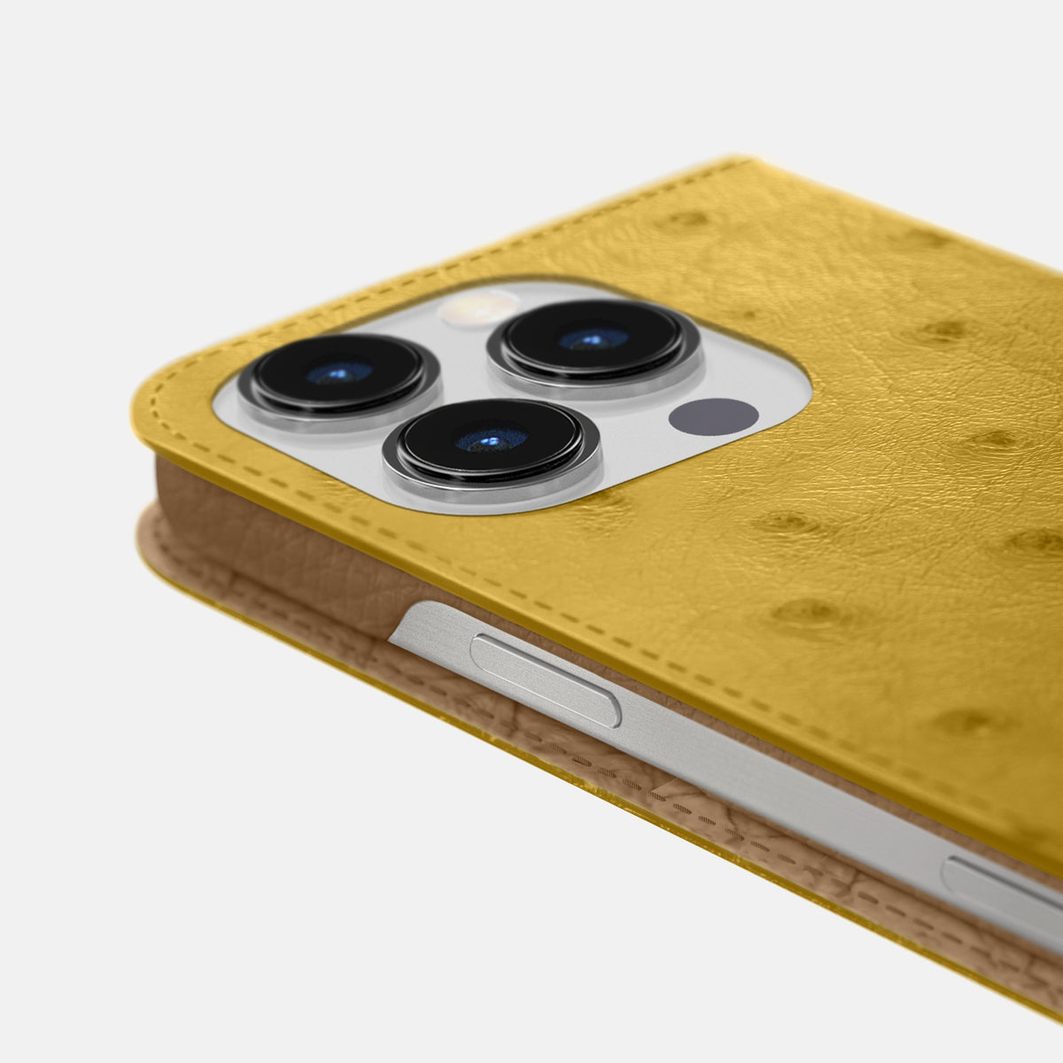Gold iPhone 16 Pro Max Folio Case Ostrich -5 | Gold