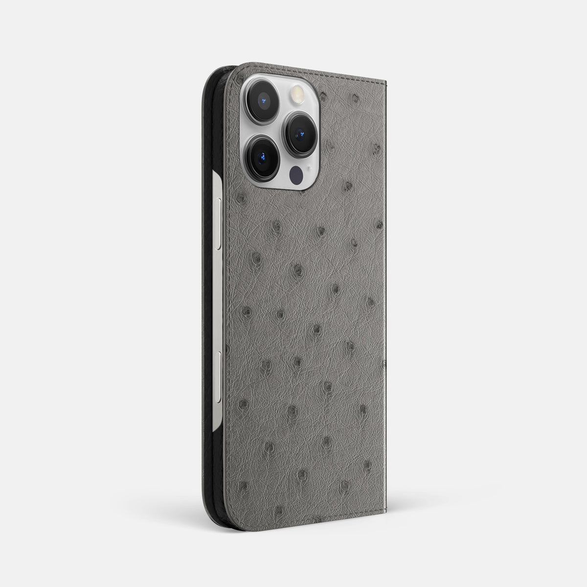 Grey iPhone 16 Pro Max Folio Case Ostrich -1 | Grey