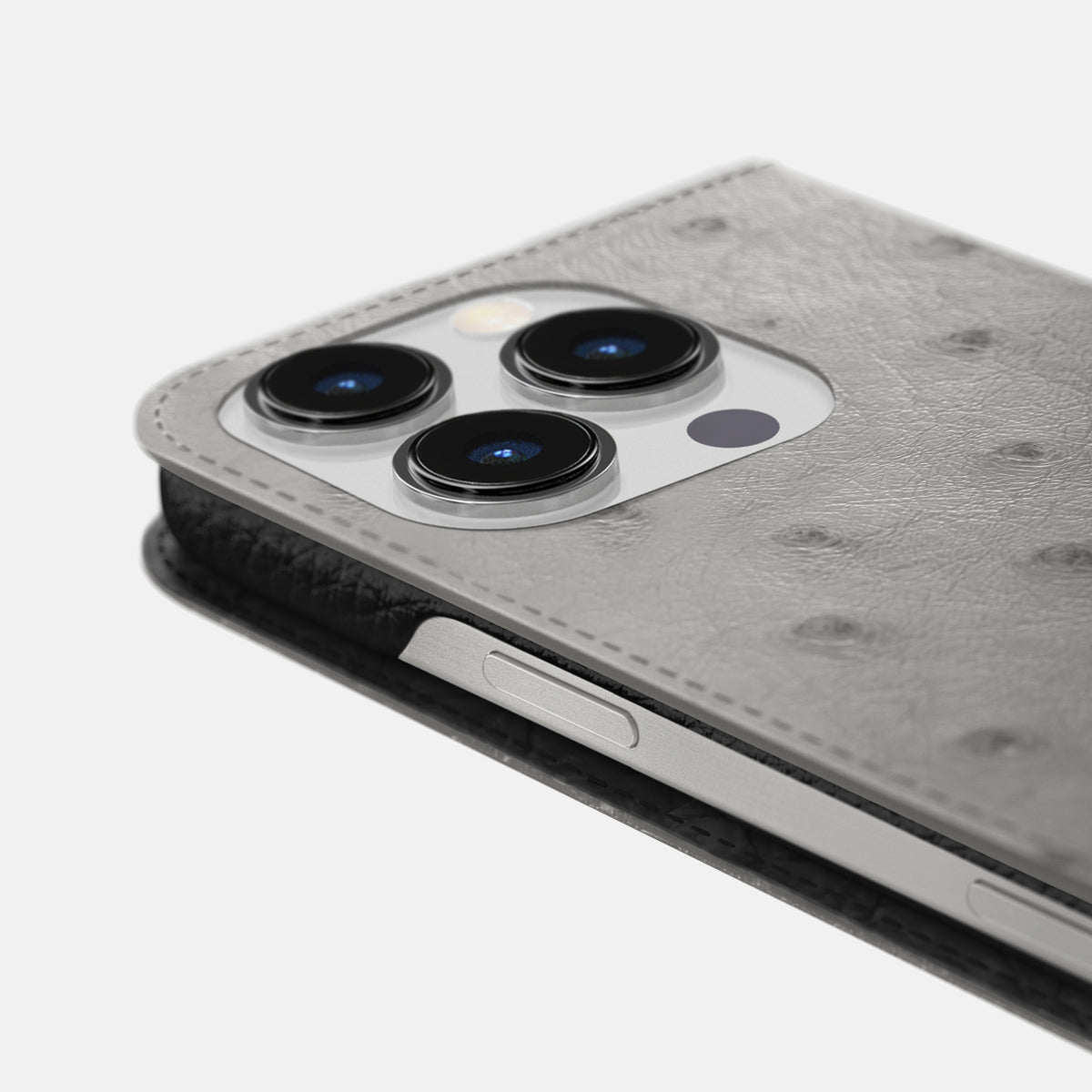 Grey iPhone 16 Pro Max Folio Case Ostrich -5 | Grey