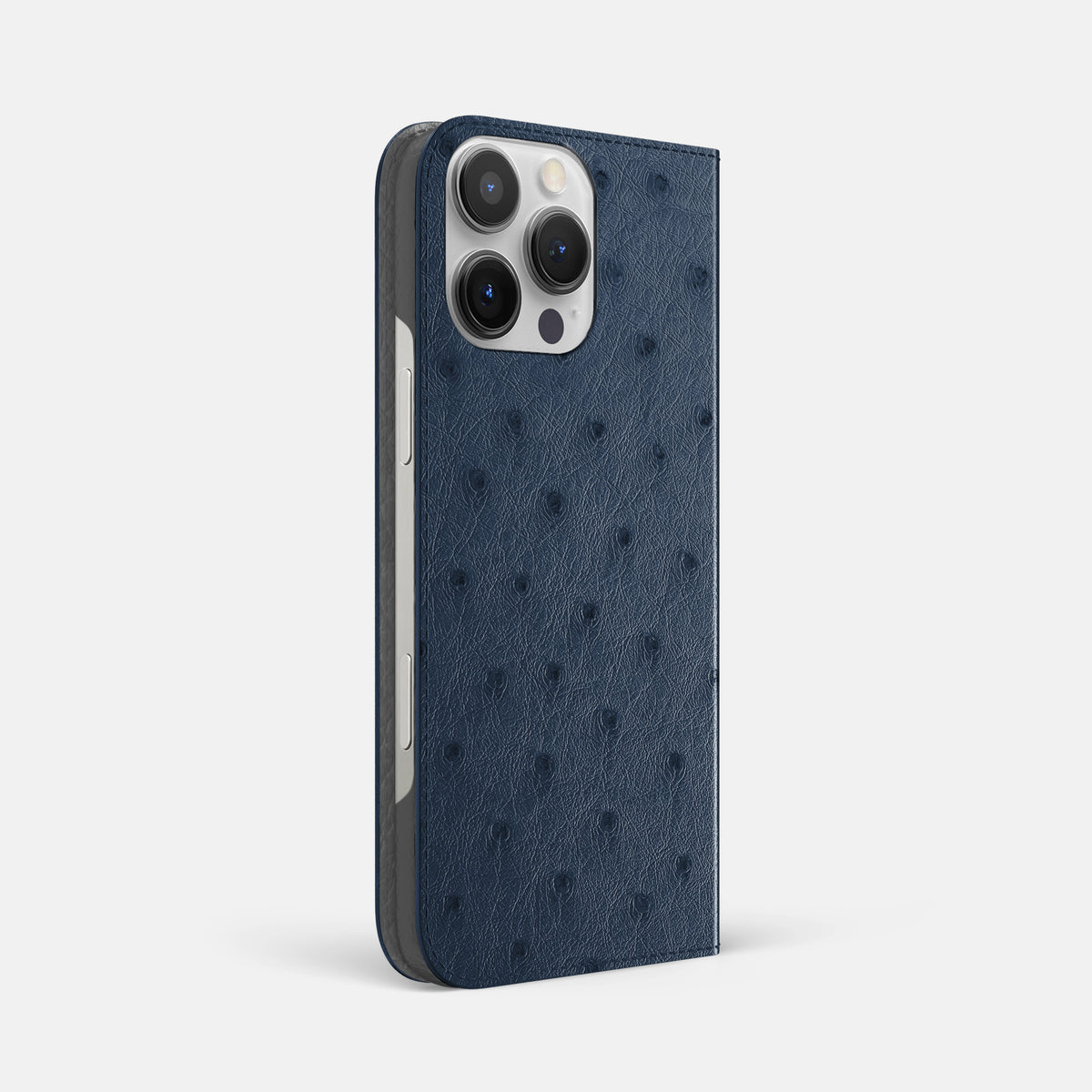 Navy-Blue iPhone 16 Pro Max Folio Case Ostrich -1 | Navy-Blue