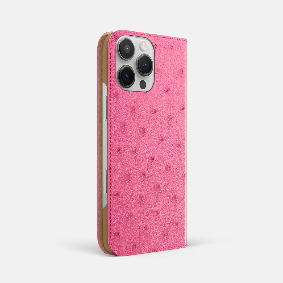 Pink iPhone 16 Pro Max Folio Case Ostrich -1 | Pink