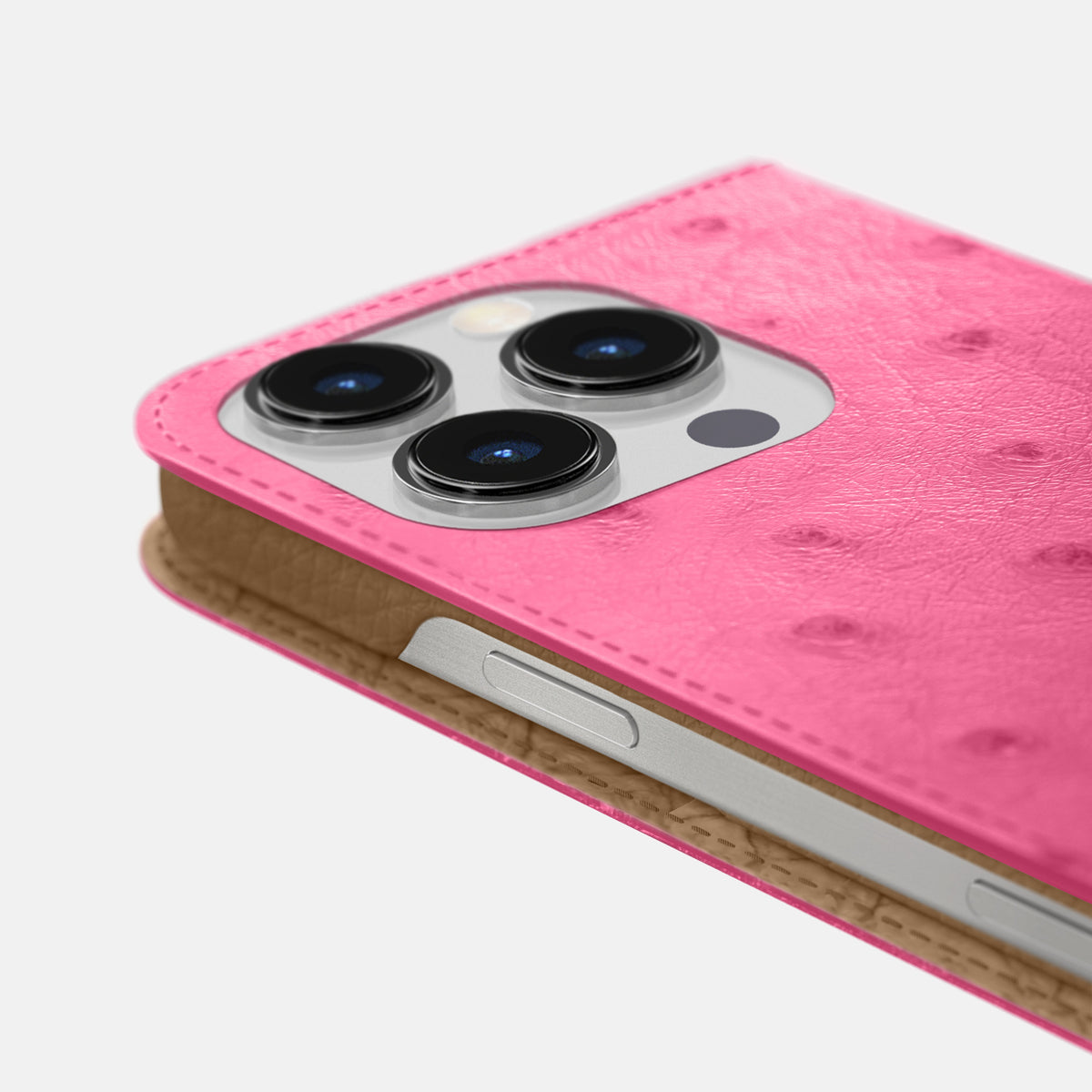 Pink iPhone 16 Pro Max Folio Case Ostrich -5 | Pink